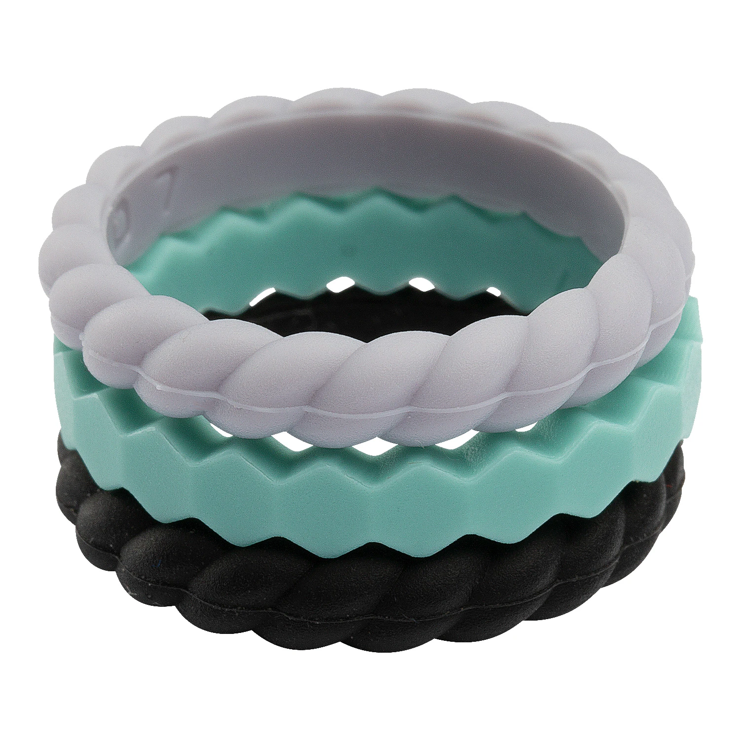 Qalo Women's Stackable Silicon Ring Set 1 Qalo Women's Stackable Silicon Ring Set